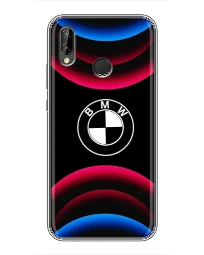Чехол для Huawei P Smart Plus (Nova 3i, INE-LX1) с картинкой «Логотип BMW и неоновые дуги»