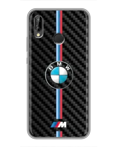 Чехол для Huawei P Smart Plus (Nova 3i, INE-LX1) с картинкой «Эмблема BMW и карбон»