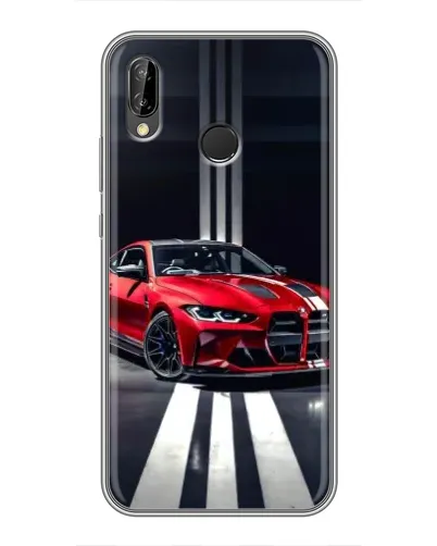 Чехол для Huawei P Smart Plus (Nova 3i, INE-LX1) с картинкой «Красная BMW на дороге»