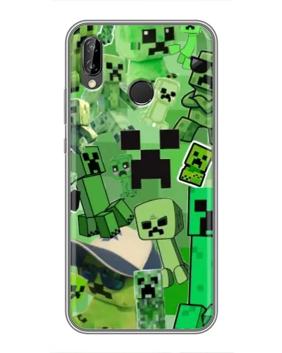 Чехол для Huawei P Smart Plus (Nova 3i, INE-LX1) с картинкой «Криперы Minecraft»