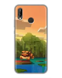 Чехол для Huawei P Smart Plus (Nova 3i, INE-LX1) с картинкой «Майнкрафт закат солнца»
