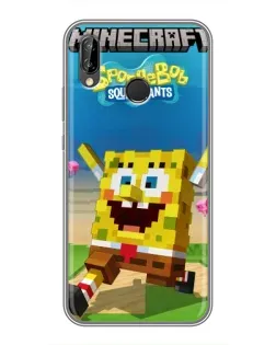 Чехол для Huawei P Smart Plus (Nova 3i, INE-LX1) с картинкой «Губка Боб Minecraft»