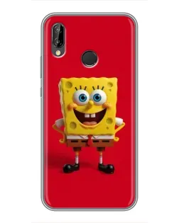 Чехол для Huawei P Smart Plus (Nova 3i, INE-LX1) с картинкой «Спанч Боб на красном»