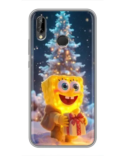 Чехол для Huawei P Smart Plus (Nova 3i, INE-LX1) с картинкой «Рождественский Спанч Боб»