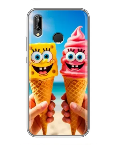Чехол для Huawei P Smart Plus (Nova 3i, INE-LX1) с картинкой «Спанч Боб мороженое»