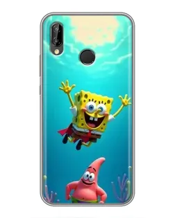 Чехол для Huawei P Smart Plus (Nova 3i, INE-LX1) с картинкой «Спанч Боб под водой»