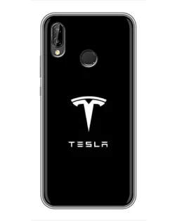 Чехол для Huawei P Smart Plus (Nova 3i, INE-LX1) с картинкой «Tesla White Logo»