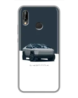 Чехол для Huawei P Smart Plus (Nova 3i, INE-LX1) с картинкой «Серебристый Cybertruck Tesla»