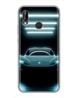 Чехол для Huawei P Smart Plus (Nova 3i, INE-LX1) с картинкой «Tesla в неоне»