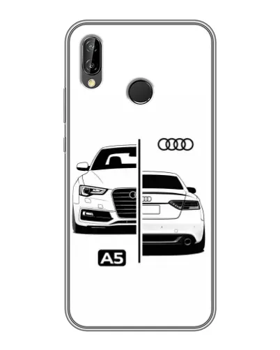Чехол для Huawei P Smart Plus (Nova 3i, INE-LX1) с картинкой «Audi — контрастный дизайн»