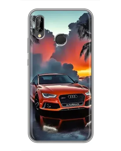 Чехол для Huawei P Smart Plus (Nova 3i, INE-LX1) с картинкой «Audi — закат»