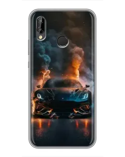 Чехол для Huawei P Smart Plus (Nova 3i, INE-LX1) с картинкой «Lamborghini дымная эстетика»