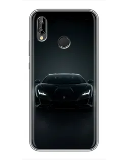 Чехол для Huawei P Smart Plus (Nova 3i, INE-LX1) с картинкой «Черный Lamborghini Aventador»
