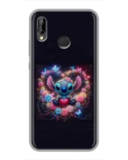 Чехол для Huawei P Smart Plus (Nova 3i, INE-LX1) с картинкой «Stitch в цветах»