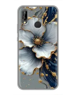 Чехол для Huawei P Smart Plus (Nova 3i, INE-LX1) с картинкой «Белый цветок и золотой флюид»