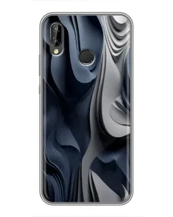 Чехол для Huawei P Smart Plus (Nova 3i, INE-LX1) с картинкой «Объемные синие складки»