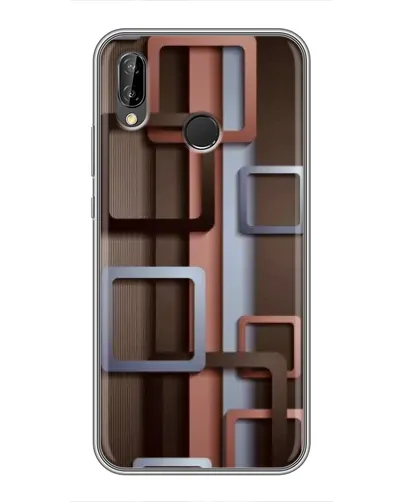 Чехол для Huawei P Smart Plus (Nova 3i, INE-LX1) с картинкой «Коричневые объемные квадраты»