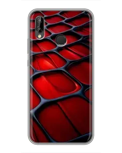Чехол для Huawei P Smart Plus (Nova 3i, INE-LX1) с картинкой «Красная глянцевая сетка»