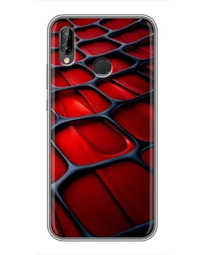 Чехол для Huawei P Smart Plus (Nova 3i, INE-LX1) с картинкой «Красная глянцевая сетка»