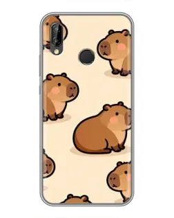 Чехол для Huawei P Smart Plus (Nova 3i, INE-LX1) с картинкой «Паттерн милых капибар»