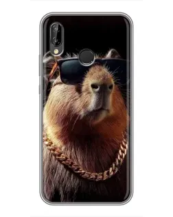 Чехол для Huawei P Smart Plus (Nova 3i, INE-LX1) с картинкой «Капибара золотая цепь»