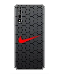 Чехол для Huawei P Smart Pro с картинкой «Nike — карбоновая сетка»