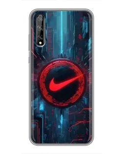 Чехол для Huawei P Smart Pro с картинкой «Техногенный стиль Nike»