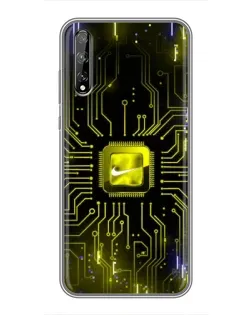 Чехол для Huawei P Smart Pro с картинкой «Nike — золотая искра»