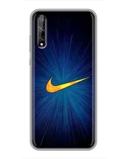 Чехол для Huawei P Smart Pro с картинкой «Синий пульс Nike»