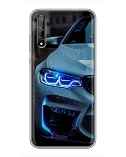 Чехол для Huawei P Smart Pro с картинкой «Взгляд BMW с синими фарами»