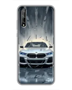 Чехол для Huawei P Smart Pro с картинкой «BMW в свете фар»