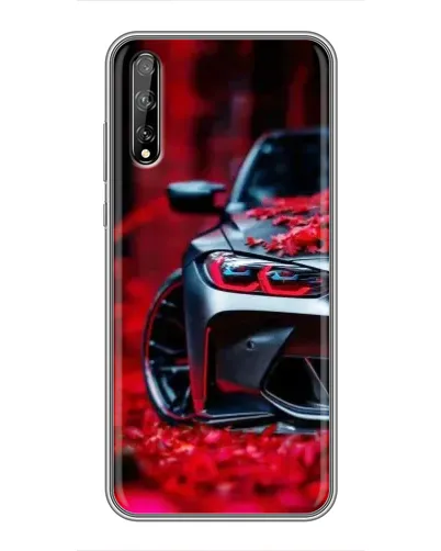 Чехол для Huawei P Smart Pro с картинкой «Спортивная BMW и цветы»