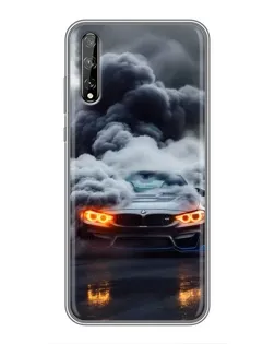 Чехол для Huawei P Smart Pro с картинкой «BMW в дыму»