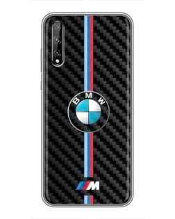Чехол для Huawei P Smart Pro с картинкой «Эмблема BMW и карбон»