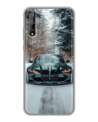 Чехол для Huawei P Smart Pro с картинкой «BMW в зимнем лесу»