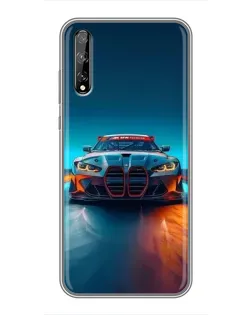 Чехол для Huawei P Smart Pro с картинкой «BMW — огни неона»