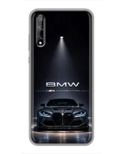 Чехол для Huawei P Smart Pro с картинкой «BMW сквозь ночной город»