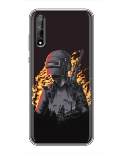 Чехол для Huawei P Smart Pro с картинкой «PUBG — огненный силуэт»