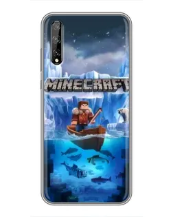 Чехол для Huawei P Smart Pro с картинкой «Minecraft ледяной мир»