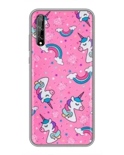 Чехол для Huawei P Smart Pro с картинкой «Unicorn паттерн розовый»