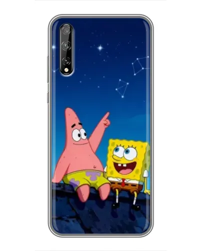 Чехол для Huawei P Smart Pro с картинкой «Губка Боб и Патрик ночью»