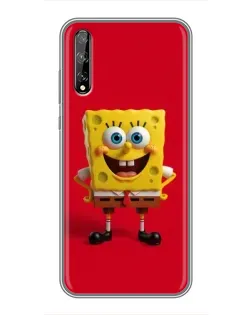 Чехол для Huawei P Smart Pro с картинкой «Спанч Боб на красном»