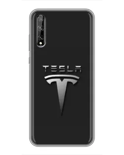 Чехол для Huawei P Smart Pro с картинкой «Стальной логотип Tesla»
