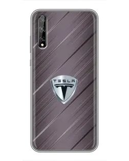 Чехол для Huawei P Smart Pro с картинкой «Металлическая текстура Tesla»