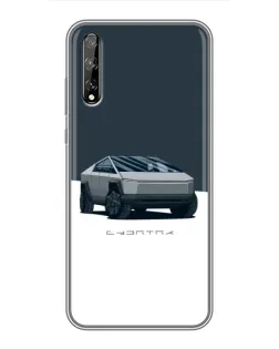 Чехол для Huawei P Smart Pro с картинкой «Серебристый Cybertruck Tesla»