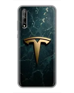 Чехол для Huawei P Smart Pro с картинкой «Мраморная Tesla Gold»