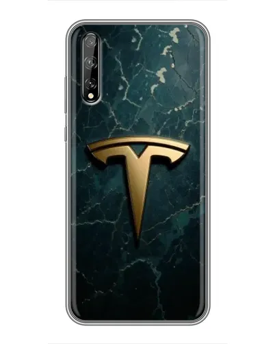 Чехол для Huawei P Smart Pro с картинкой «Мраморная Tesla Gold»