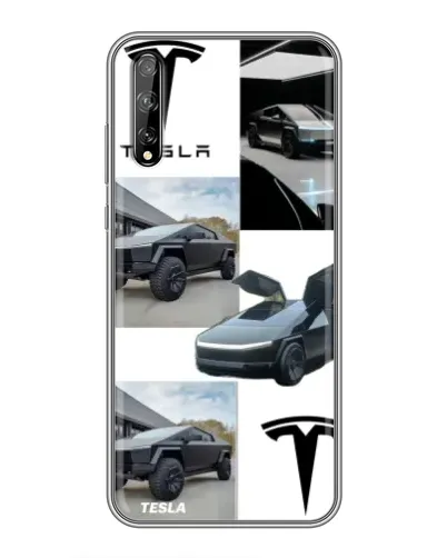 Чехол для Huawei P Smart Pro с картинкой «Коллаж Cybertruck Tesla»