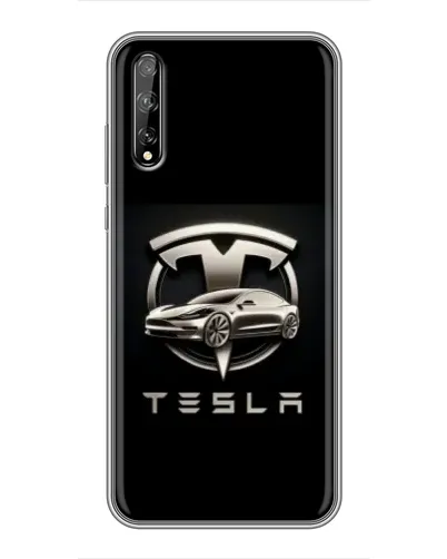 Чехол для Huawei P Smart Pro с картинкой «Tesla — серебристое авто»