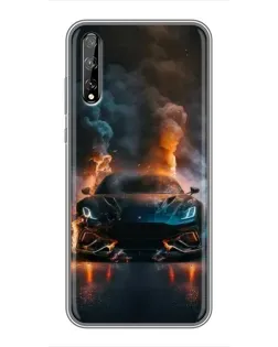Чехол для Huawei P Smart Pro с картинкой «Lamborghini дымная эстетика»